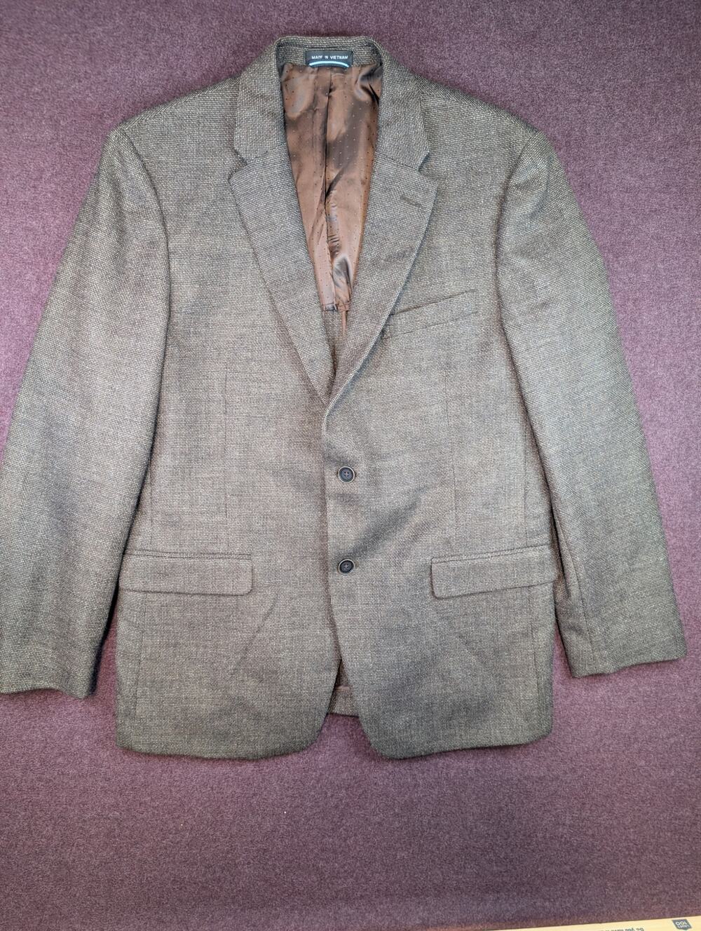 Men's Tommy Hilfiger 100% Wool Tweed Blazer, Brown - Size 42R